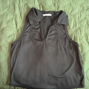 ribbed collar tank top